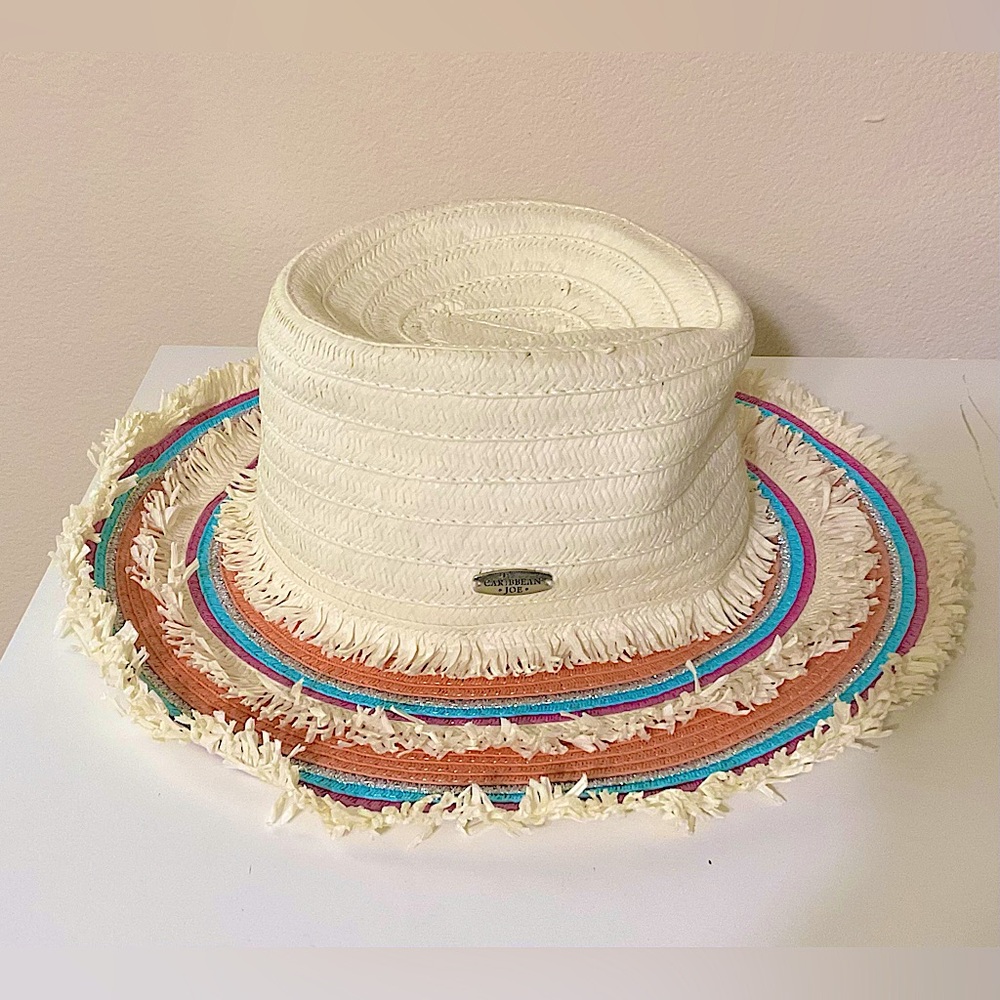 Caribbean Joe Adjustable Straw Island FRINGE HAT